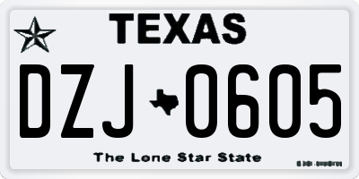 TX license plate DZJ0605
