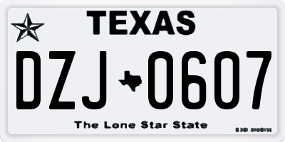 TX license plate DZJ0607