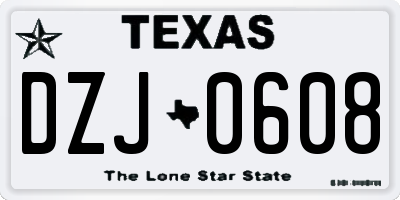TX license plate DZJ0608