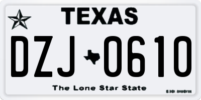TX license plate DZJ0610