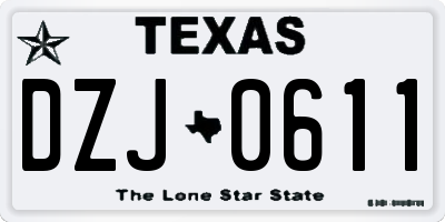 TX license plate DZJ0611