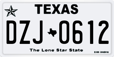 TX license plate DZJ0612