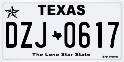 TX license plate DZJ0617