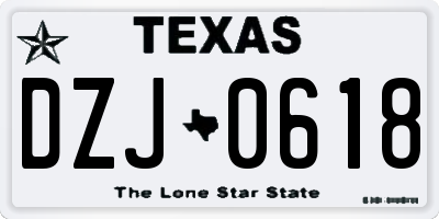 TX license plate DZJ0618