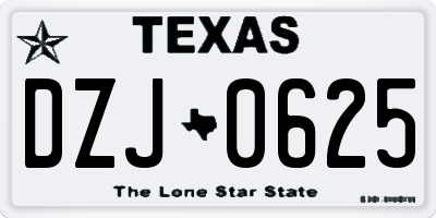 TX license plate DZJ0625