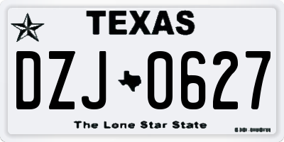 TX license plate DZJ0627