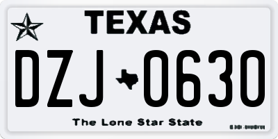TX license plate DZJ0630