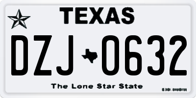 TX license plate DZJ0632