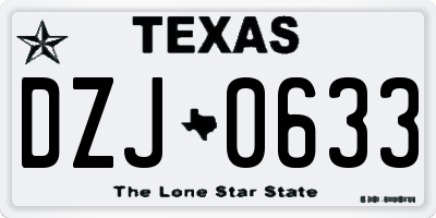 TX license plate DZJ0633