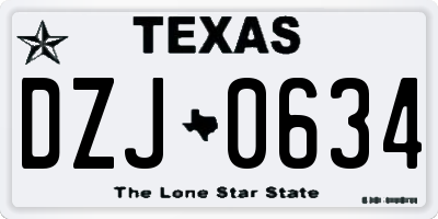TX license plate DZJ0634