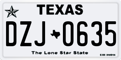TX license plate DZJ0635