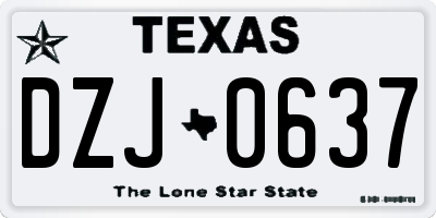 TX license plate DZJ0637