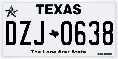 TX license plate DZJ0638