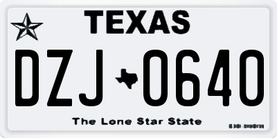 TX license plate DZJ0640