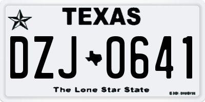 TX license plate DZJ0641