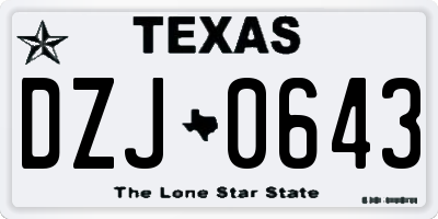 TX license plate DZJ0643