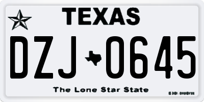 TX license plate DZJ0645
