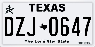 TX license plate DZJ0647