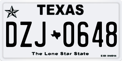 TX license plate DZJ0648