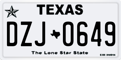TX license plate DZJ0649