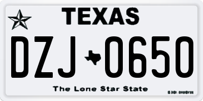 TX license plate DZJ0650
