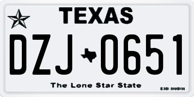 TX license plate DZJ0651