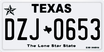 TX license plate DZJ0653