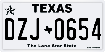 TX license plate DZJ0654