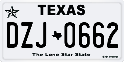 TX license plate DZJ0662
