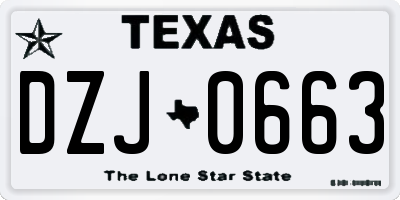 TX license plate DZJ0663