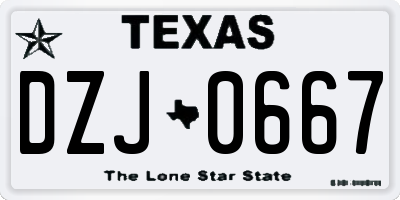 TX license plate DZJ0667