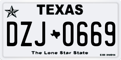 TX license plate DZJ0669