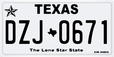 TX license plate DZJ0671