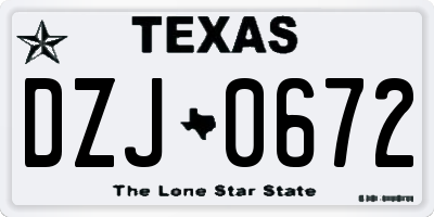 TX license plate DZJ0672