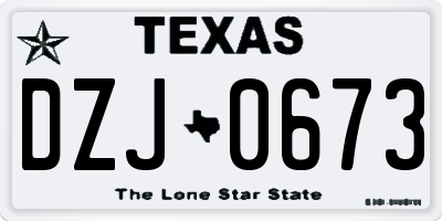 TX license plate DZJ0673