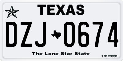 TX license plate DZJ0674
