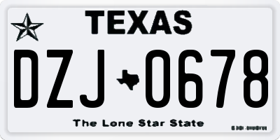 TX license plate DZJ0678