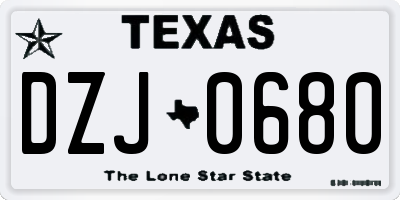 TX license plate DZJ0680
