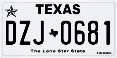 TX license plate DZJ0681