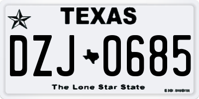 TX license plate DZJ0685