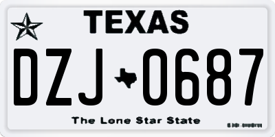 TX license plate DZJ0687