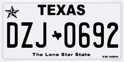 TX license plate DZJ0692
