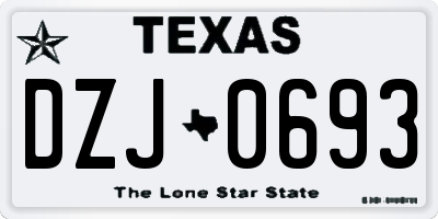 TX license plate DZJ0693