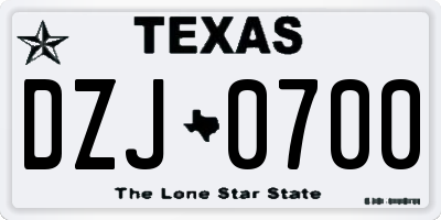 TX license plate DZJ0700