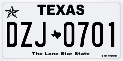 TX license plate DZJ0701