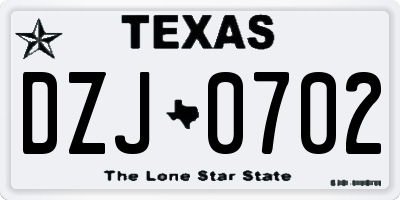 TX license plate DZJ0702