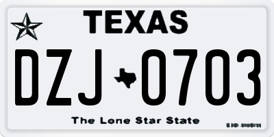 TX license plate DZJ0703