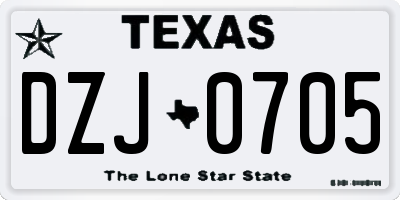 TX license plate DZJ0705