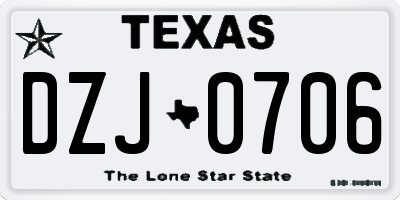 TX license plate DZJ0706