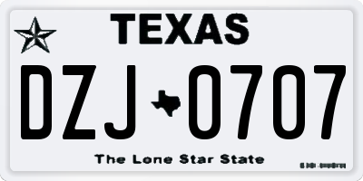 TX license plate DZJ0707